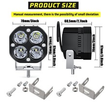 3 Inch Cube Led Work Light Bar Spot Flood Pods Truck Driving Fog Offroad Atv Us