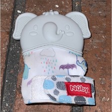NUBY Baby Teething Mitten Gray Elephant Silicone Hand Mit