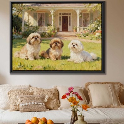 Shih Tzu Maltese Oil Painting Print Dog Wall Art for Dog Lovers Decor