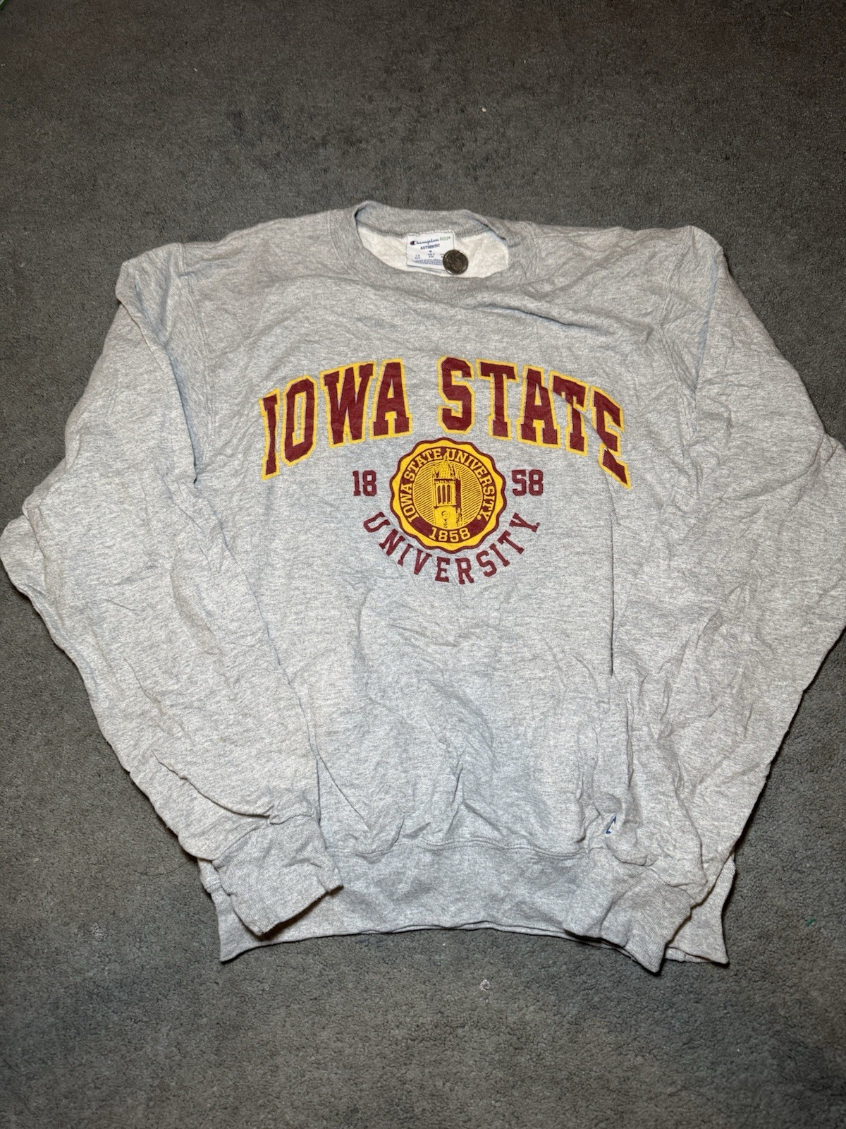 Champion Iowa State University Crewneck Sweatshirt Mens Small Gray NCAA