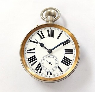1900 METAL CASED GOLIATH SWISS LEVER POCKET WATCH FOR REPAIR