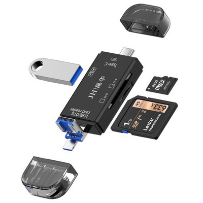 USB 2.0 Card Reader OTG 2.0 6-in-1 SD/TF Type-C for Android Phone PC