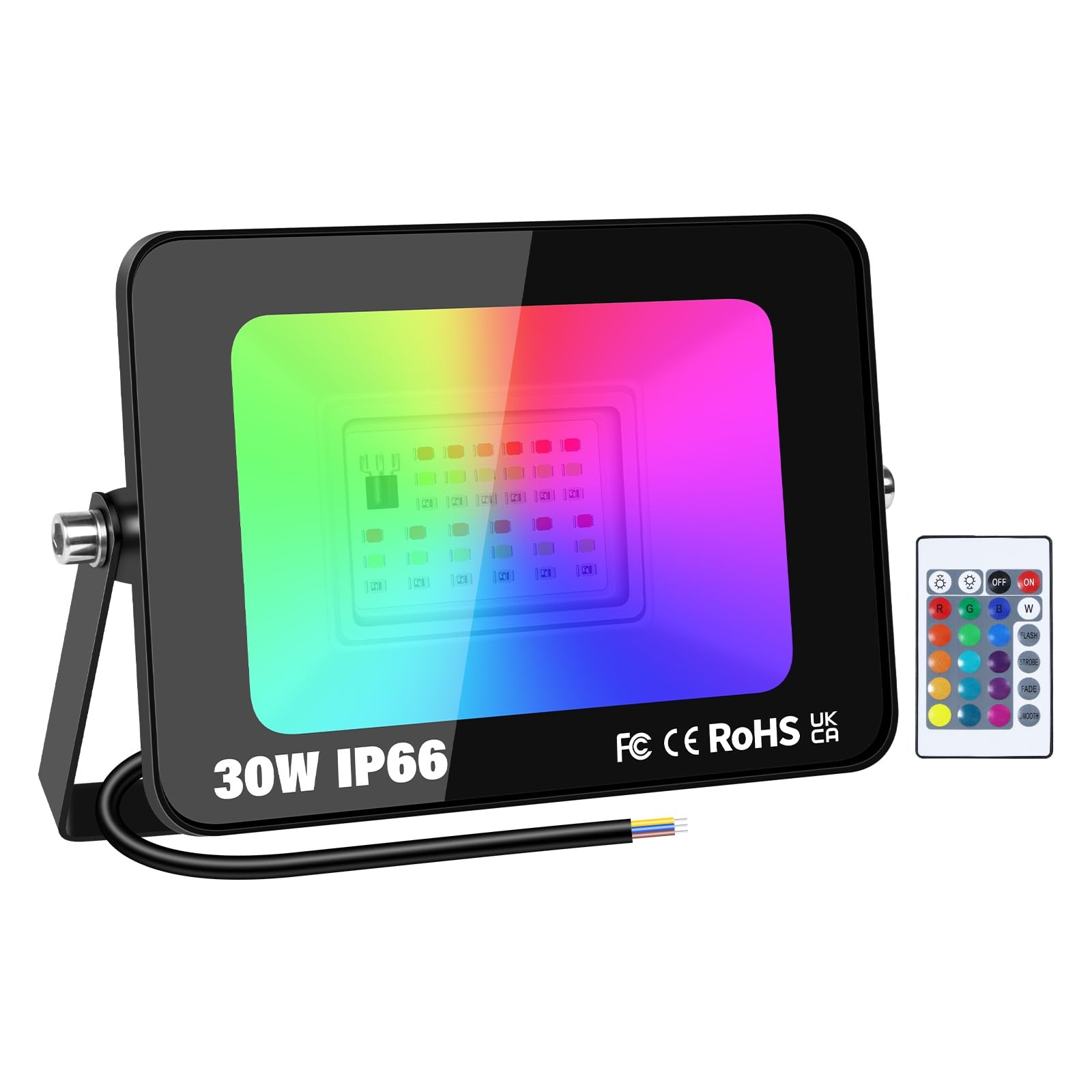 Projecteur LED RVB 30W avec télécommande infrarouge et mémoire de couleur pour animation