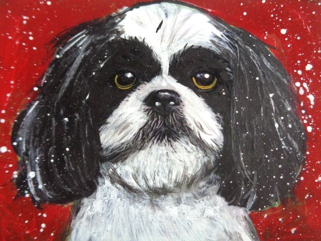ATC  ACEO  Super Cute  SHIH TZU DOG PORTRAIT  Painting  ART
