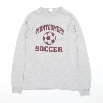 Anvil Herren grau Langarm Montgomery Fußball T-Shirt Small