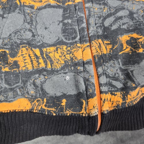 Vintage Y2K Hoodie Boys Medium (8) Skull Graphic Print Full Zip Sweatshirt Bones - Picture 4 of 8