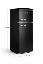DMDK DKB2 Freestanding Retro Refrigerator Black