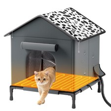 Heated Cat House for Outdoor Cats in Winter, Weatherproof Insulated Outside C...