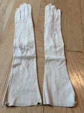 Vintage Women's Ivory Long Leather Gloves Size 6-1/4, 17 inches Long