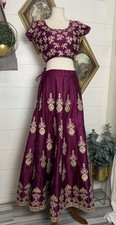 Women  s Burgundy  Gold Lehenga Choli Indian Wedding Bridal Wedding