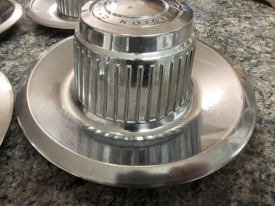 1968-82 Chevrolet Rally Derby Center CAPS SET OF 4 Wheel Corvette 15”14” OEM - Image 3 of 4