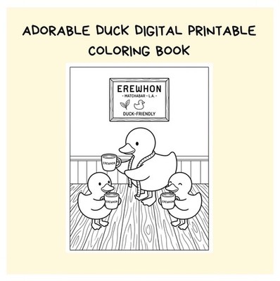 Cute Duck Coloring Pages - Printable - 6 Coloring Sheets - Digital Download