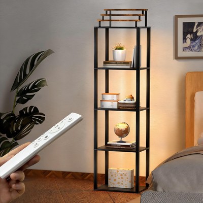 Corner Shelf with Light, 65'' Curio Cabinet Display Shelves, 5 Tier Tall Books...
