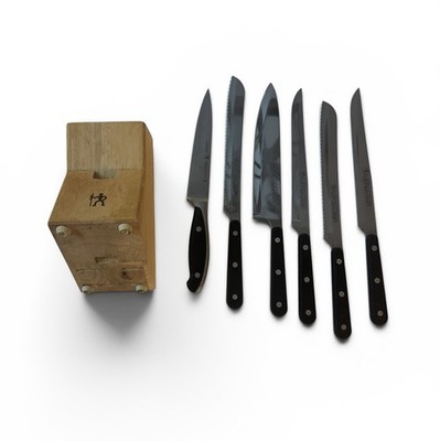Zwilling J.A. Henckels Eversharp 6 Pc Knife Set w Wood Block READ