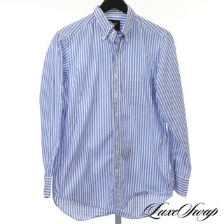 #1 MENSWEAR Drakes Made in England Blue White Awning Stripe Dress Shirt 15.75 #2