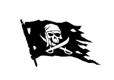 Pirate Skull and Swords Flag Jolly Roger Vinyl Decal Window Sticker