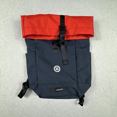 Timbuk2 Backpack Bag Hero Navy Red Roll Top Laptop Compartment Daypack Travel