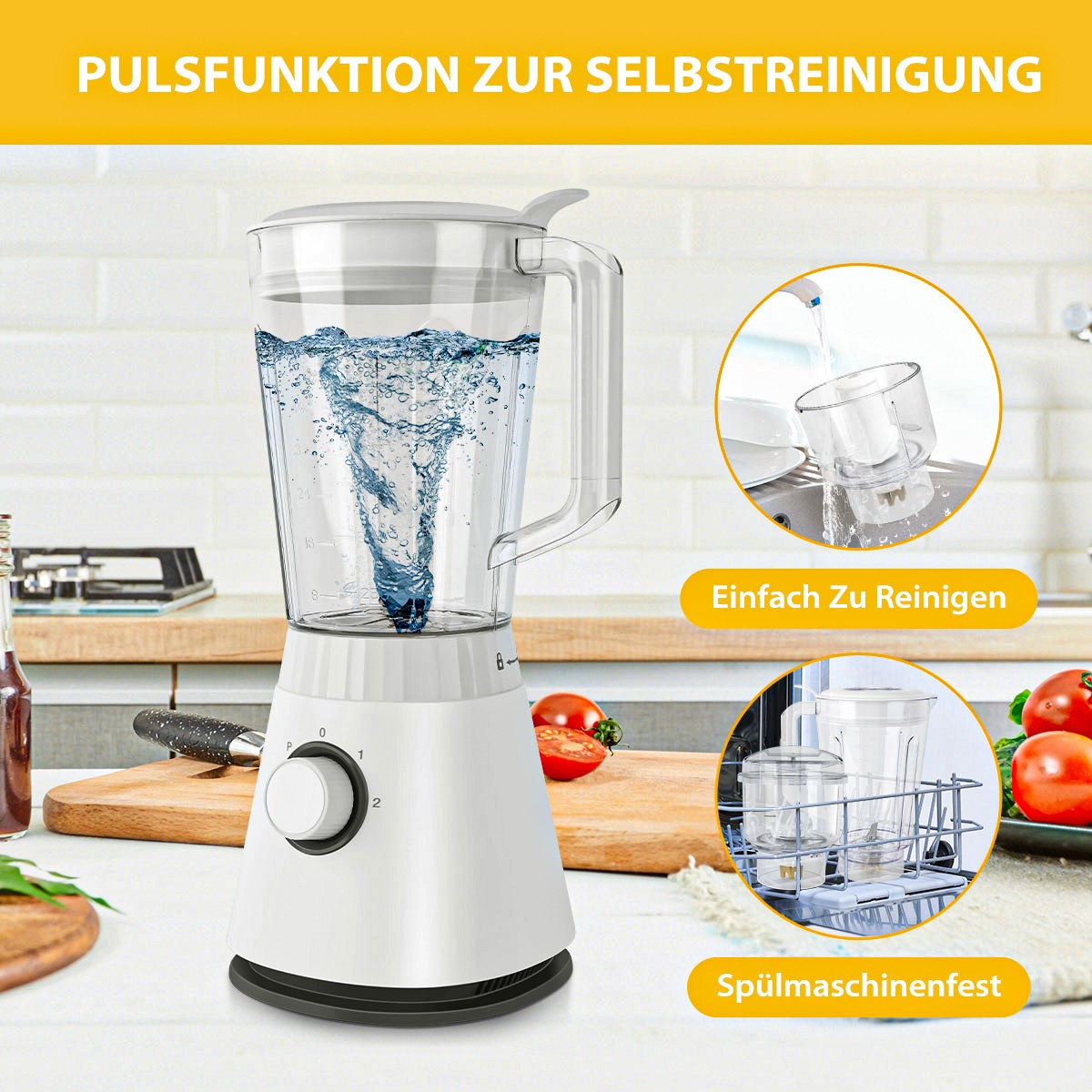 Standmixer 3 in 1 Smoothie mixer Blender Edelstahl Klingen 1500ML Milchshaker 