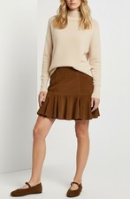 NWT 598 Polo Ralph Lauren Brown Suede Leather Fit and Flare Mini Skirt-Size 4