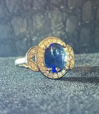 Elegant AAA Blue Oval Cut Cubic Zirconia Stainless Steel Womens Engagement Ring