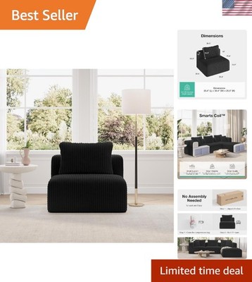 Modern Modular Sectional Sofa - No Assembly Required, Armless Design in Black