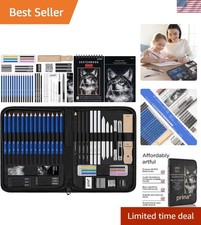 Eco-Friendly 50-Piece Sketch Kit with Tutorials  Portable Case for Artists