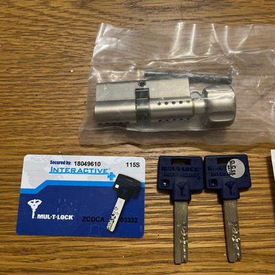 Mul-T-Lock Interactive Plus - 66mm Euroschlüssel/Drehschlüssel - Nickel Matt Finish Brandneu.