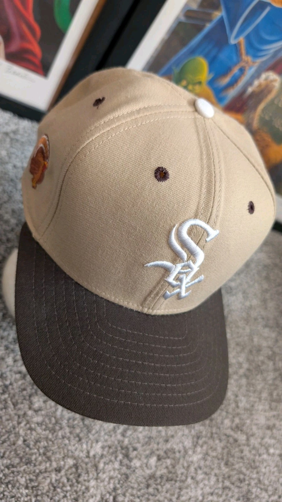 VTG Chicago White Sox New Era Pro Model Tan Hat Cap Snapback - Main Image