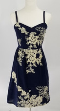 J. CREW Factory Size 6 Soutache Embroidered Sundress Dress Navy Ivory w/Pockets