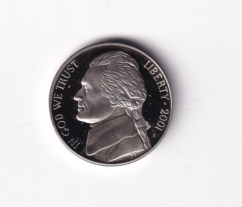 2001 S Proof Jefferson Nickel 5c Coin from Proof Set #567