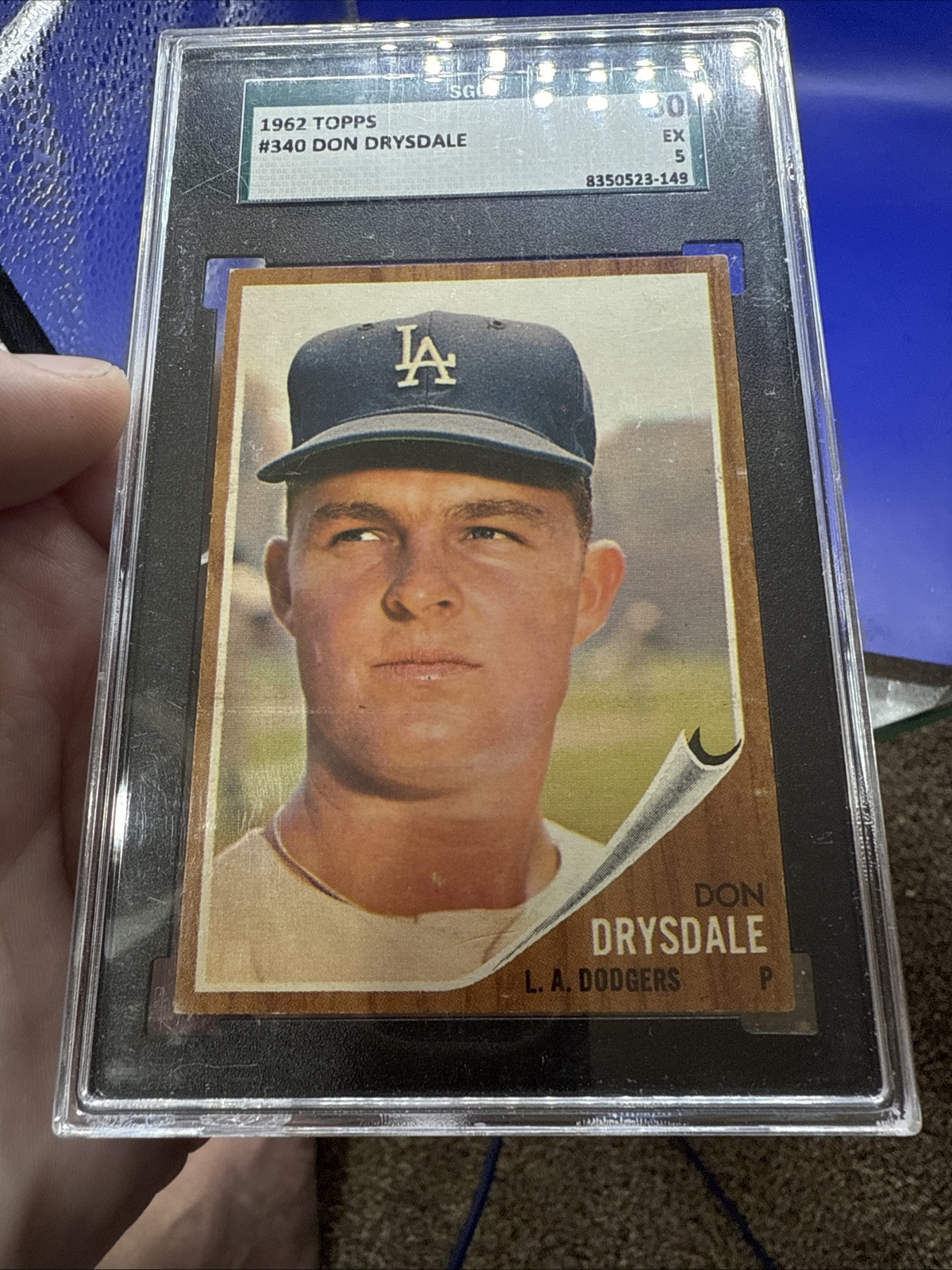 1962 Topps #340 Don Drysdale SGC 5 HOF Dodgers 67WAR Cy 3xWSC 9xAS 209 Wins