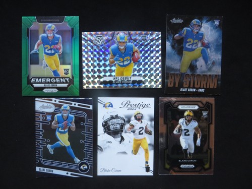 6x Blake Corum ROOKIE RC Lot - GREEN PRIZM + Silver Mosaic - Los Angeles Rams
