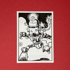 2011 Art LUIS DIAZ SKETCH CARD 1/1 Vintage Retro Glitchy Robot Pen & Ink SIGNED