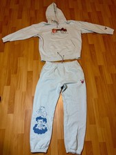 Teddy Fresh Care Bears Hoodie Sweatpants Set Mens Medium Light Blue Rainbow