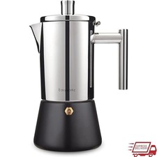 Moka Pot 6 Tazas Espresso Acero Inoxidable Resistente al Calor Cafetera Válvula Segura
