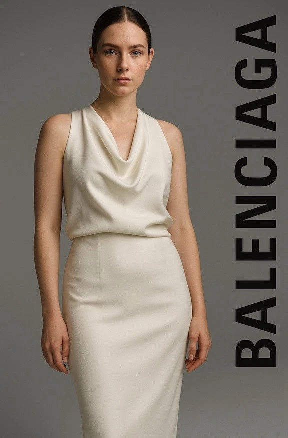 Autentico abito BALENCIAGA avorio da crociera estiva col. 2013 TG 38 ITALIA