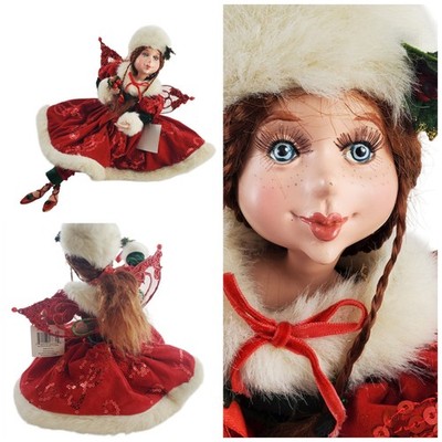 Winward Red Hair Wings Dress Christmas Woodland Fairy Elf Shelf Sitter 17'' 