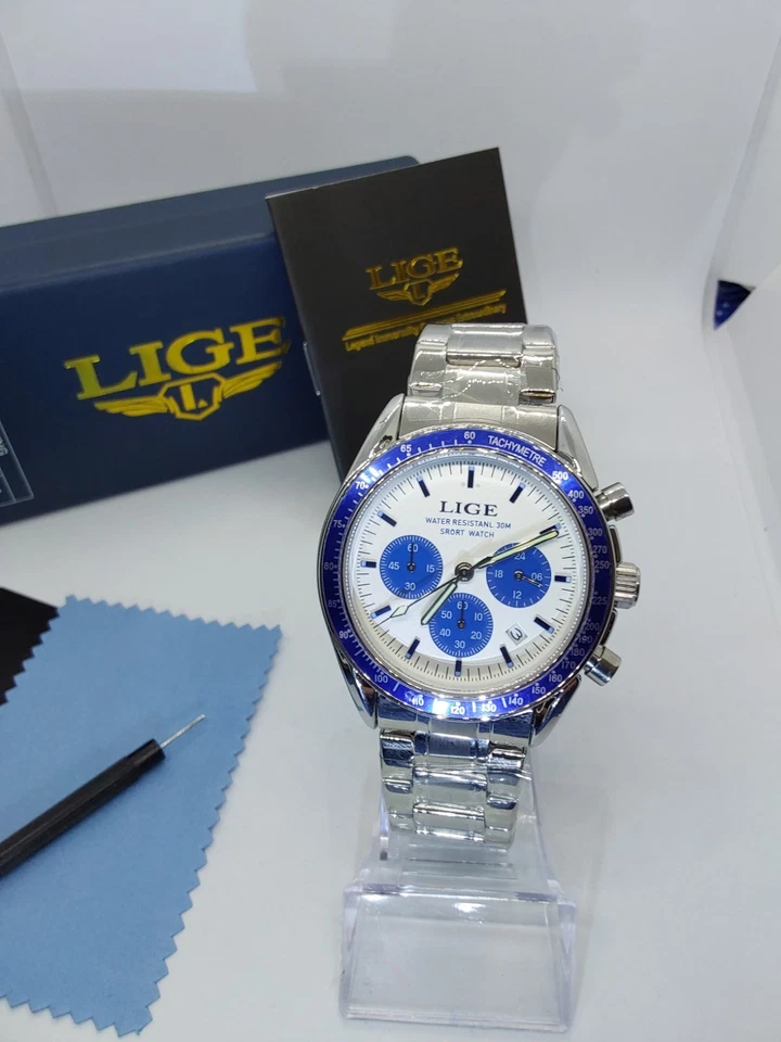 Blue Chronographer White Dial Stainless Steel Bracelet Men's 89137 - Image 2 of 4