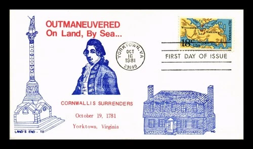 DR JIM STAMPS US COVER YORKTOWN CORNWALLIS SURRENDERS FDC LANDS END CACHET