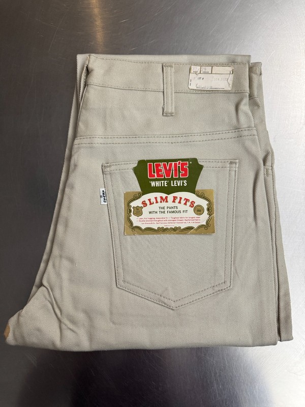 Vintage Deadstock Levi's 518 Big E Trousers Cream 32x29 Made in USA