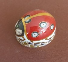 Royal Crown Derby Bone China Ladybird Paperweight Silver Colour Stopper