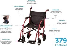 NOVA Medical Products 18" Lightweight Transport Wheelchair