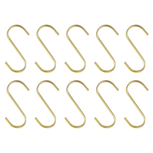 10Pcs 3.9 Inch Flat S Hooks Hanging Hook for Home Kitchen Storage, 7.6mm Gold - Picture 1 of 6