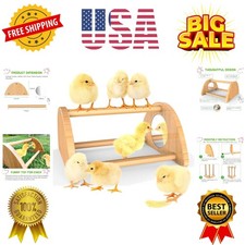 Mini Chick Perch with Mirror, Strong Bamboo Roosting Bar for coop and brooder...
