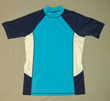 Lands End Boys Rash Guard Swim Shirt Short Sleeve Size M 14-16