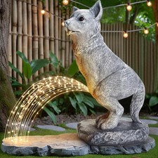 Garden Statues Dog Statue with Solar LED Light, Ideal Gifts for Friends or Fa...