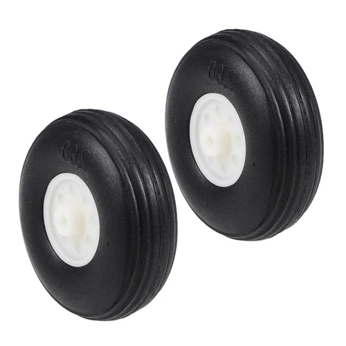 2 x Tire and Wheel Sets for RC Car Airplane,PU Sponge Tire with Plastic Hub 2"