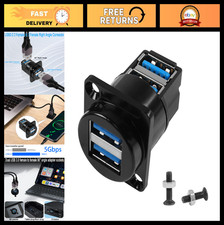 Dual USB 3.0 Panel Mount Right Angle Adapter, 2 Female Connectors for Data Trans