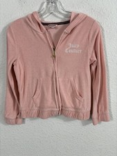 Juicy Couture Hoodie Youth Medium 8-10 Pink Full Zip Terry Embroidered Logo
