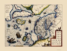 Historic Map - North Atlantic Northern Hemisphere - Ortelius 1587 - 23 x 30.13